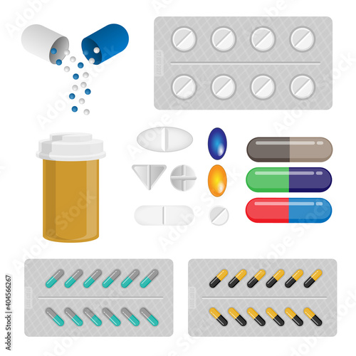 Pills and drugs concept vector capsule health