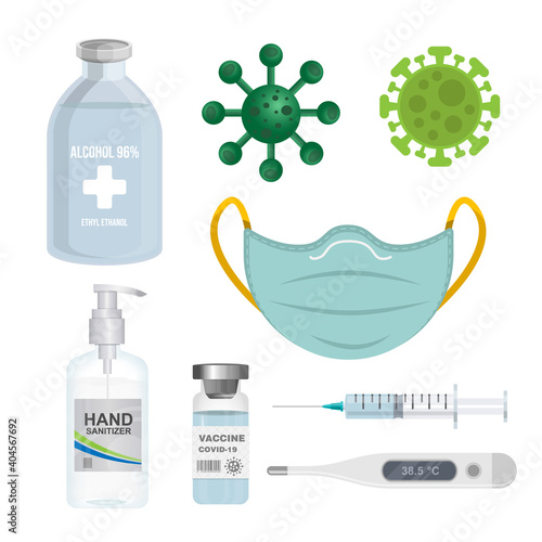 Medical concept mask and prevention vaccination illustration vector