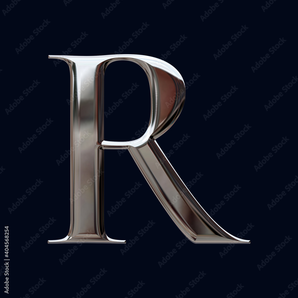 Alphabet letter R with glossy metal texture (chrome, steel, silver), 3D  rendering, bold metallic font design, premium uppercase typography for  poster, banner, cover Stock Illustration | Adobe Stock