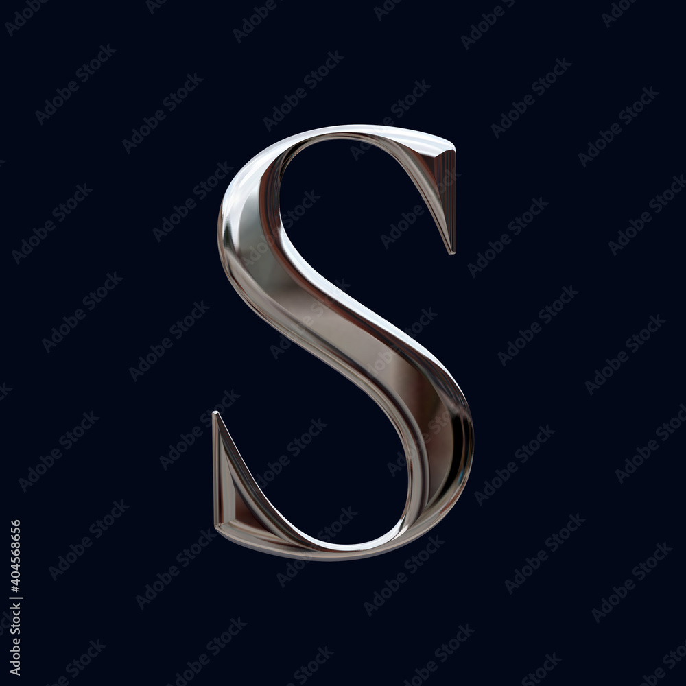 Alphabet letter S with glossy metal texture (chrome, steel, silver), 3D  rendering, bold metallic font design, premium uppercase typography for  poster, banner, cover Stock Illustration | Adobe Stock