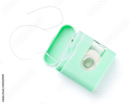 Dental Floss In Green Box Isolated
