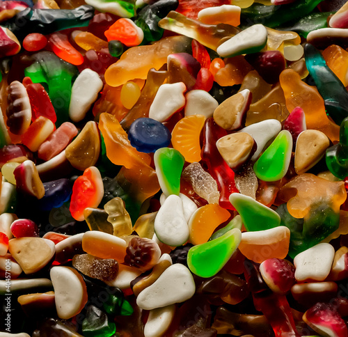 Colorful candies onn a mark...