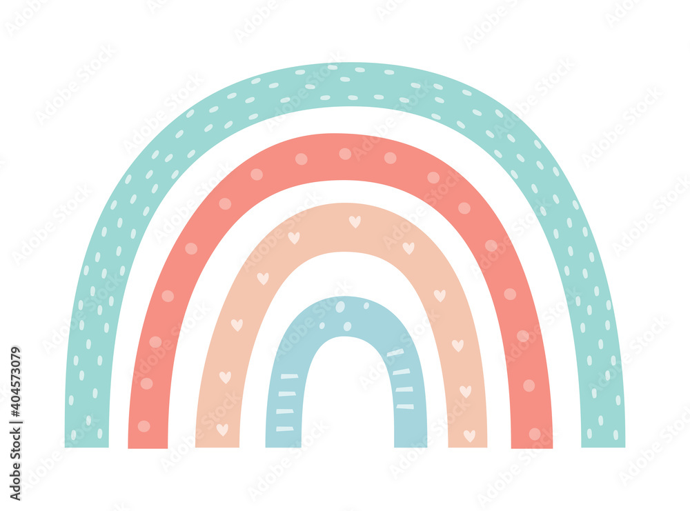 Hand drawn rainbow. Creative Scandinavian kids texture for fabric, wrapping, textile, wallpaper, apparel. Childish print for nursery, poster, postcard. Cute vector illustration. Hand drawn rainbow. Creative Scandinavian kids texture for fabric, wrapping, textile, wallpaper, apparel. Childish print for nursery, poster, postcard. Cute vector illustration.