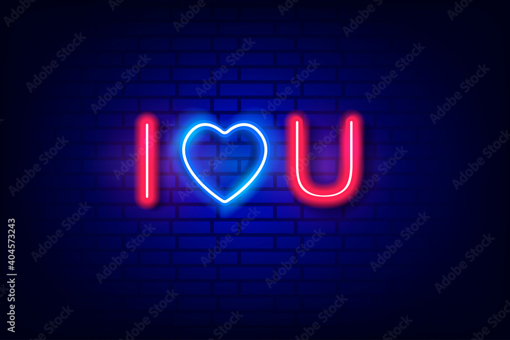 Neon sign. Valentine's Day. A holiday for all lovers. Glowing text. Design element on a dark background for your postcard or banner. Neon sign. Valentine's Day. A holiday for all lovers. Glowing text. Design element on a dark background for your postcard or banner.