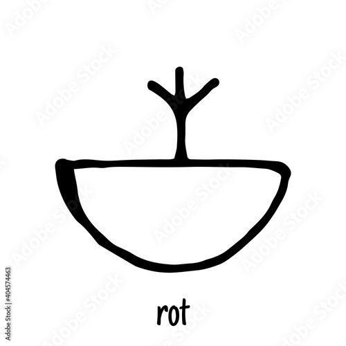 Hand drawn Rot Symbol, Isolated On White Background, Vector