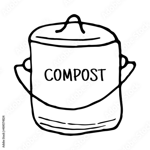 Compost. Zero waste theme. Hand drawn icon, vector design.