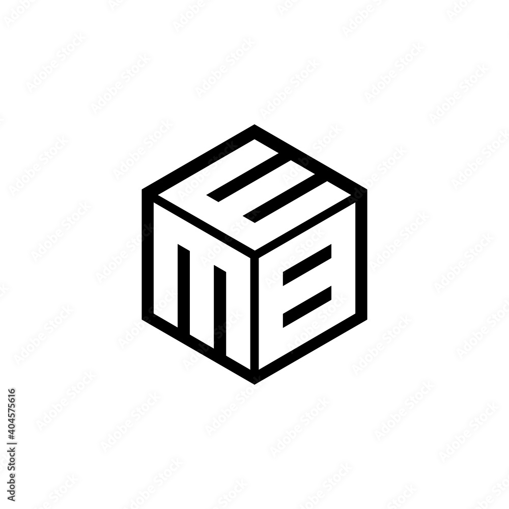 MBE letter logo design with white background in illustrator, cube logo