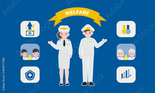 Thai government welfare benefits. Infographic siam bangkok democracy thai character.	