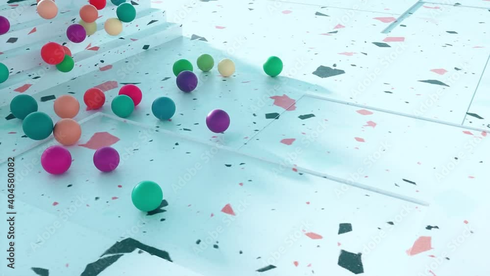 3D Colorful Spheres falling from Stairs Scene Intro Logo Background V2 3D Colorful Spheres falling from Stairs Scene Intro Logo Background V2