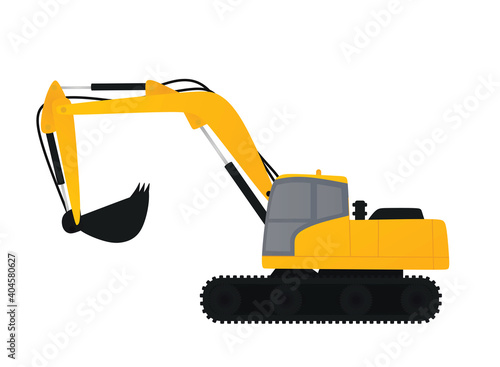 Large yellow excavator. vector illustration.