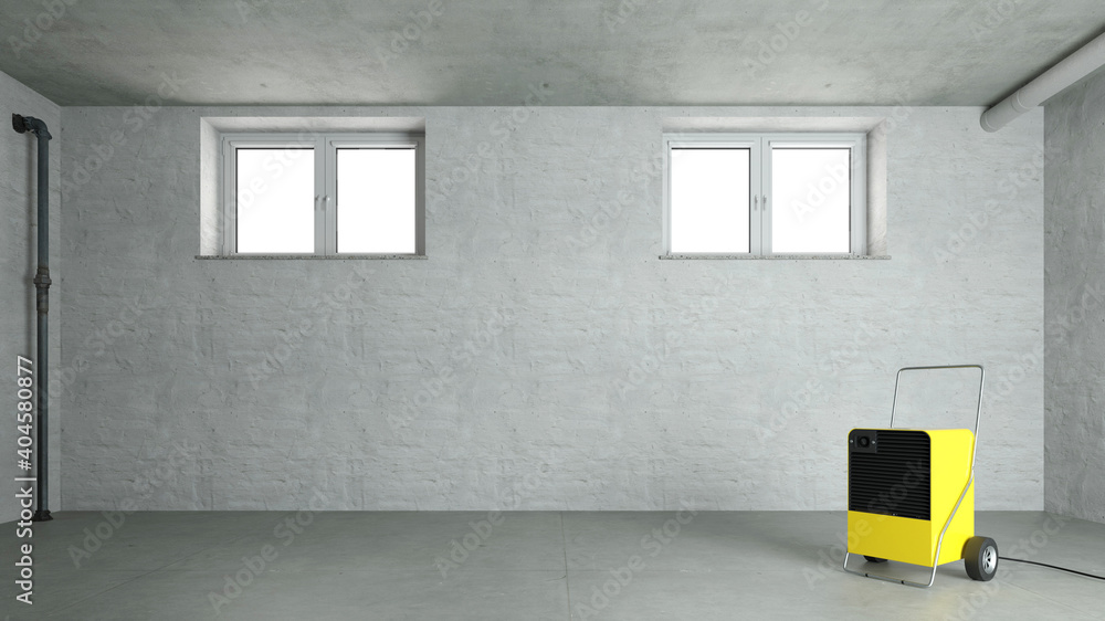 Bautrockner oder Luftentfeuchter in einem feuchten Keller Stock-Foto |  Adobe Stock