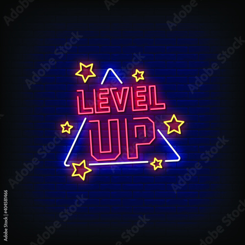 Level Up Neon Signs Style Text Vector