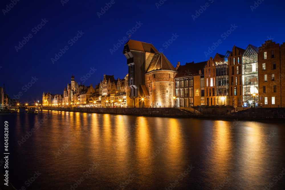 Obraz premium Historic old town in Gdansk in the evening time, Poland