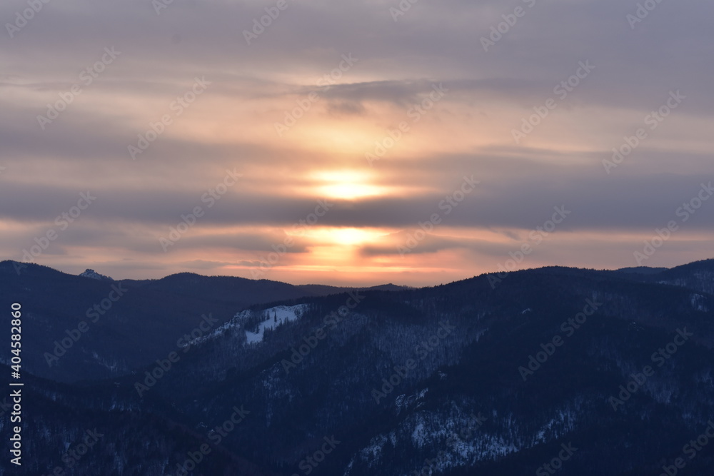 sunset in the mountains