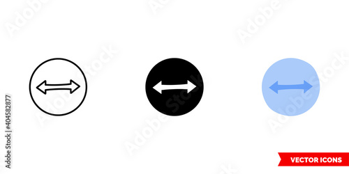 Diameter icon of 3 types color, black and white, outline. Isolated vector sign symbol.