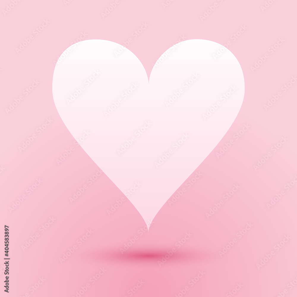 Paper cut Heart icon isolated on pink background. Love symbol. Valentine's Day sign. Paper art style. Vector.