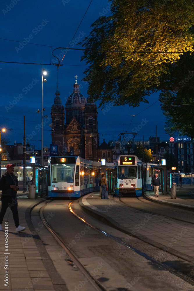 Amsterdam Tramline in the city centre 
