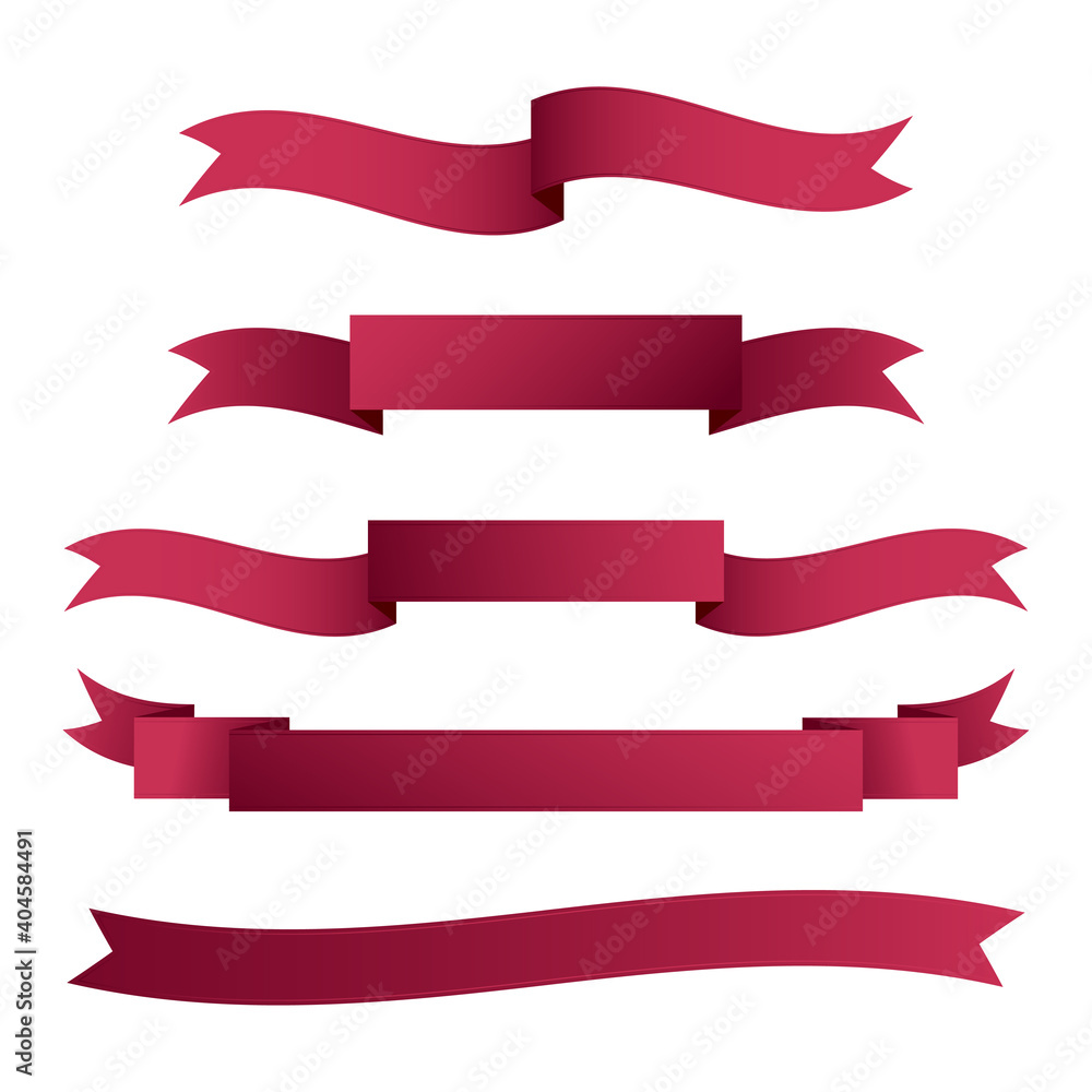 Set of red vector ribbons on white background Set of red vector ribbons on white background