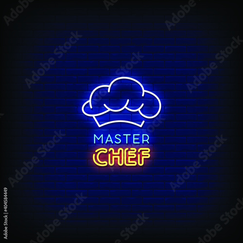 Master Chef Neon Signs Style Text Vector