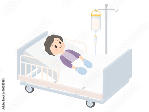 胃ろう_ミトンをつけたおばあちゃんのイラスト_身体拘束