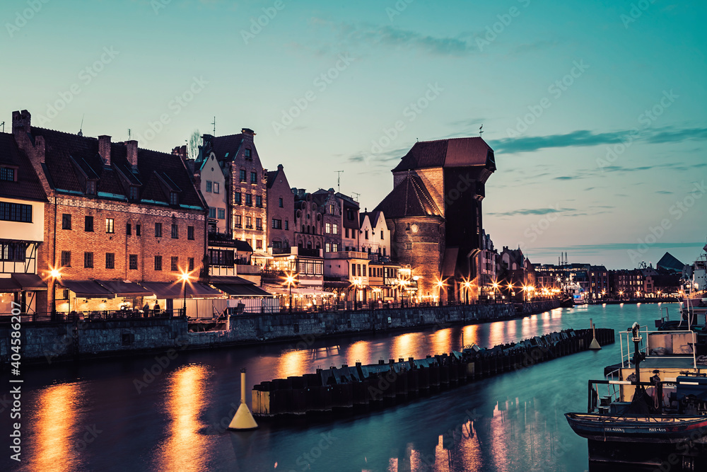View of the historic part of the city of Gdansk, Poland in Europe