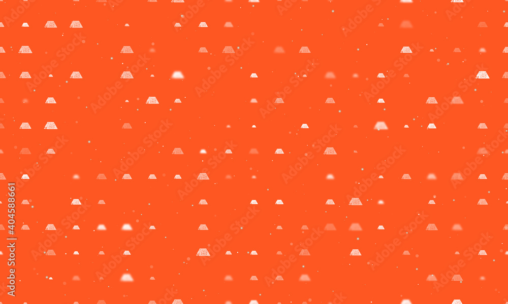 Seamless background pattern of evenly spaced white printed circuit boards of different sizes and opacity. Vector illustration on deep orange background with stars Seamless background pattern of evenly spaced white printed circuit boards of different sizes and opacity. Vector illustration on deep orange background with stars