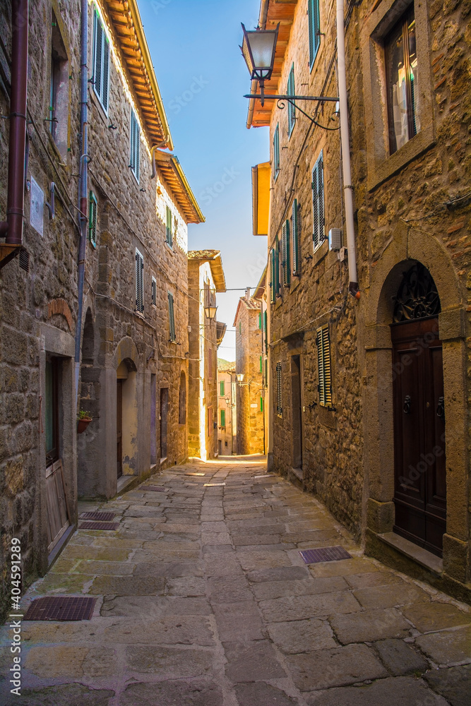 A street in the historic medieval village of Santa Fiora in Grosseto Province, Tuscany, Italy
