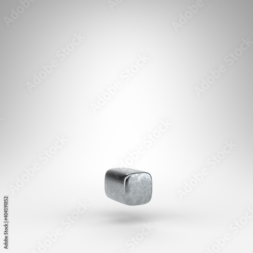 Period symbol on white background. Gun metal 3D rendered sign with rough metal texture.