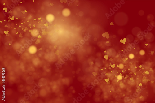 Red color abstract background with soft blur bokeh light effect and copy space for greeting card, website, poster, header, banner. Valentine's day, Merry Christmas and Happy New Year concept.