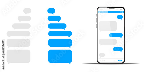Phone chatting message template bubbles. Place your own text to the message clouds vector illustration