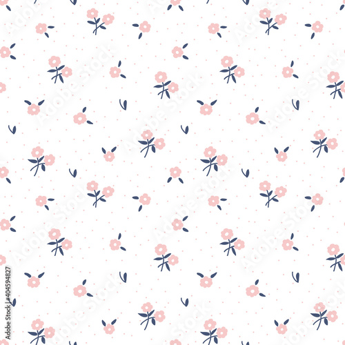 cute Trendy Seamless Floral Pattern on white background