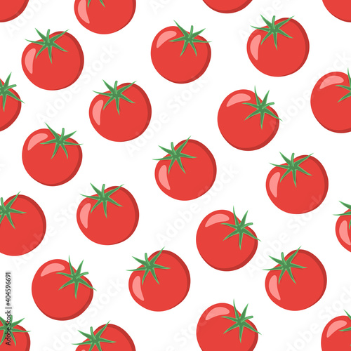 Seamless pattern with juicy tomatoes. This vegetable design is for your business projects. Ideal for fabrics and decor. Beautiful vector background