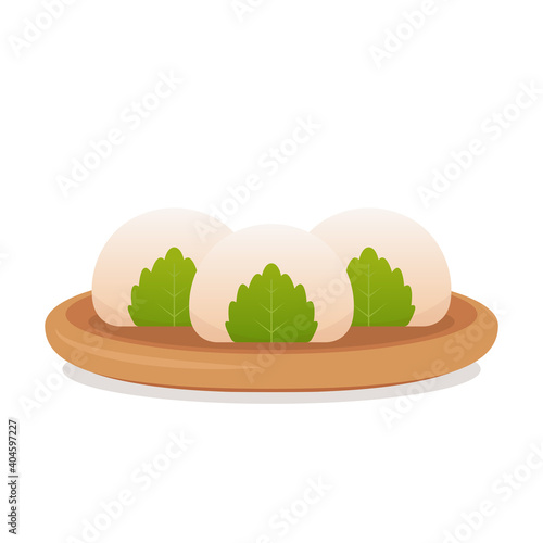 Sakura mochi vector. Sakura mochi is japan food. mochi on white background.