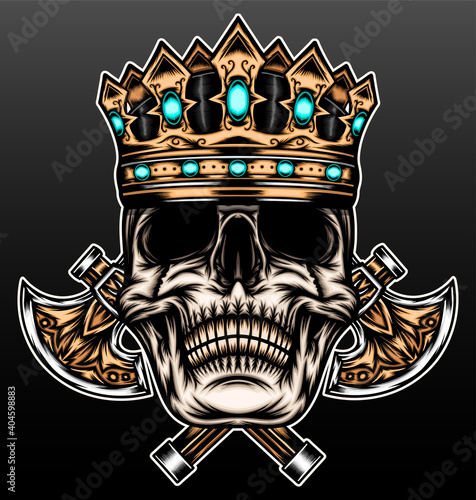 Vintage skull crown with axe