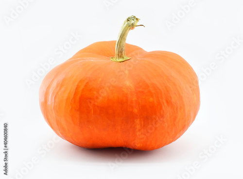 Bright orange pumpkin isolated on white background.