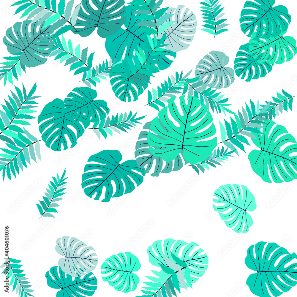 Vector tropical pattern, bright tropical foliage, monstera leaves.