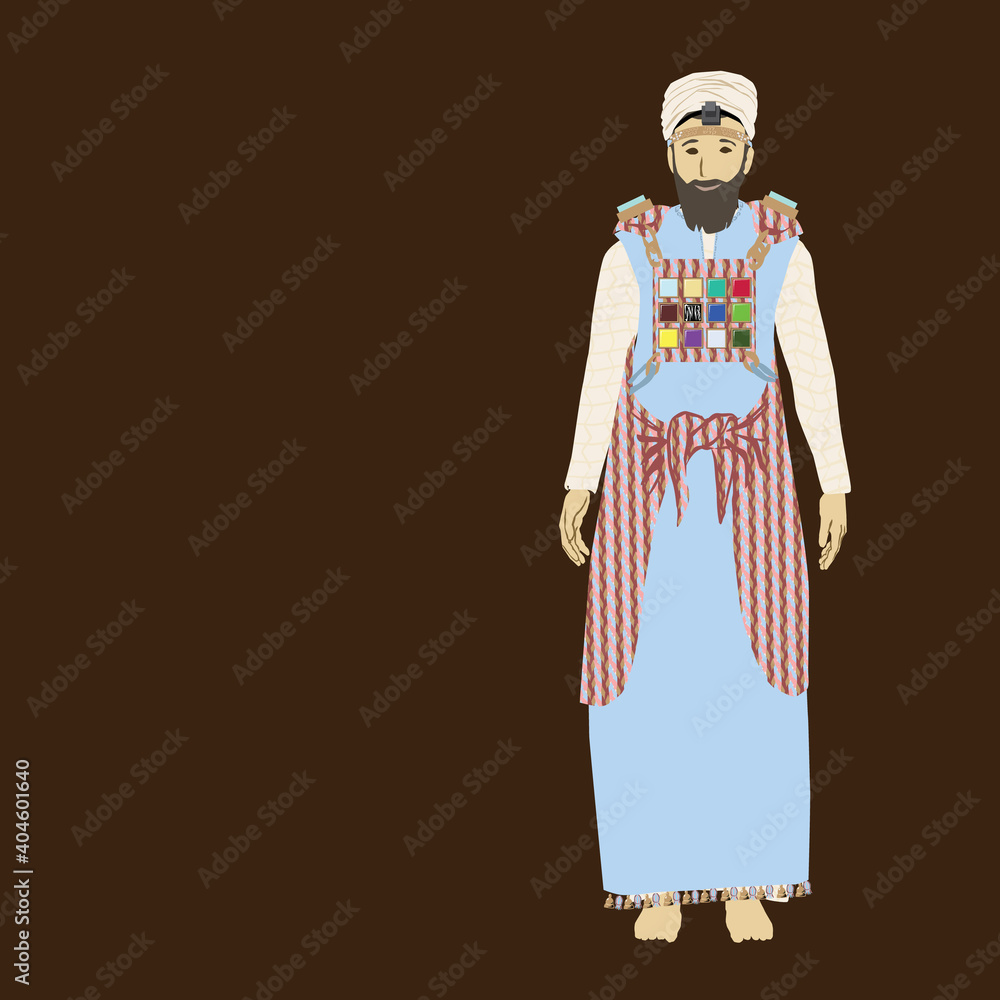 The eight garments of the Jewish high priest in the Temple in Jerusalem. Cut and glue The eight garments of the Jewish high priest in the Temple in Jerusalem. Cut and glue