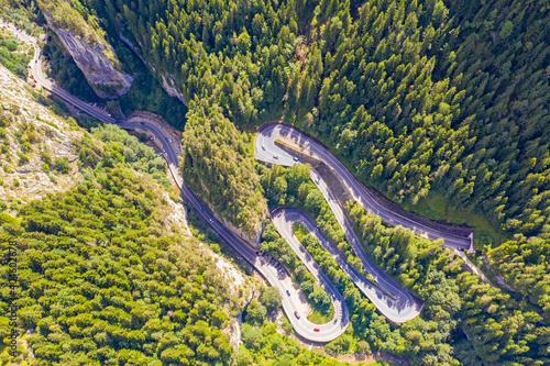 Mountain road viewed from above