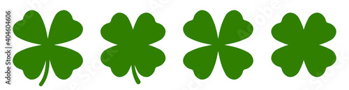Fotografie, Tablou Four leaf clover simple icon set vector