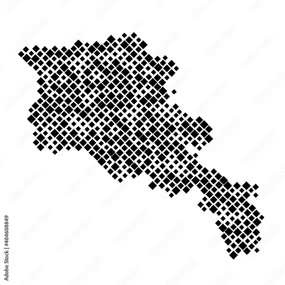 Obraz premium Armenia map from pattern of black rhombuses of different sizes. Vector illustration.