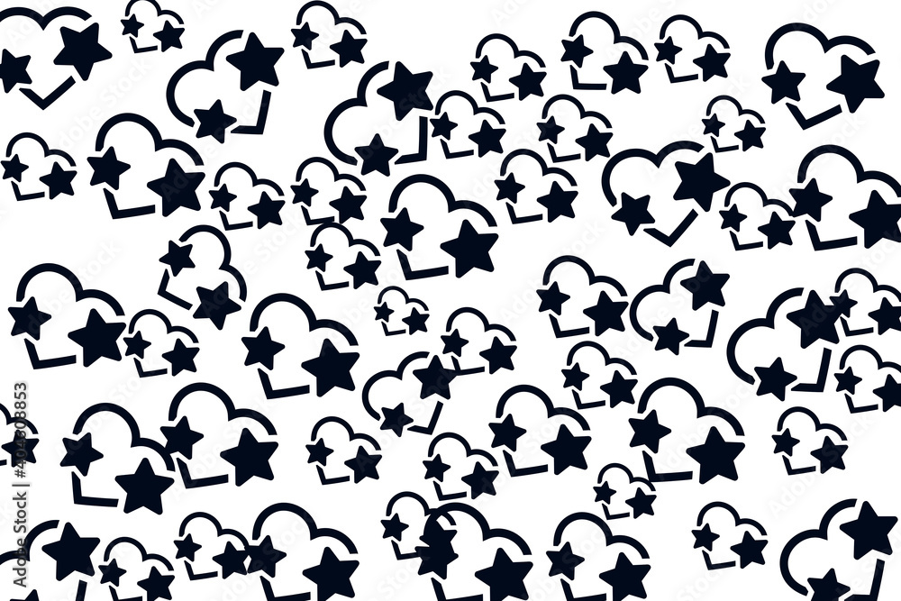 Black and white Pattern with hearts and starts.