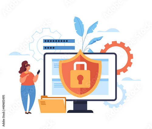 Internet website lock protection safety enter concept. Vector flat graphic design illustration