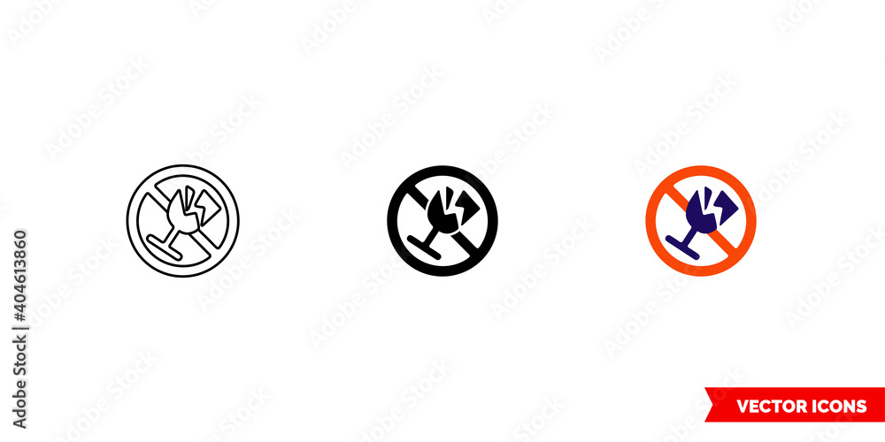 Do not break the dishes symbol icon of 3 types color, black and white, outline. Isolated vector sign symbol. Do not break the dishes symbol icon of 3 types color, black and white, outline. Isolated vector sign symbol.