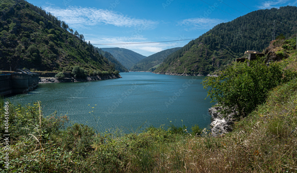 View of the reservoir at Salime in Asturias, Spain
