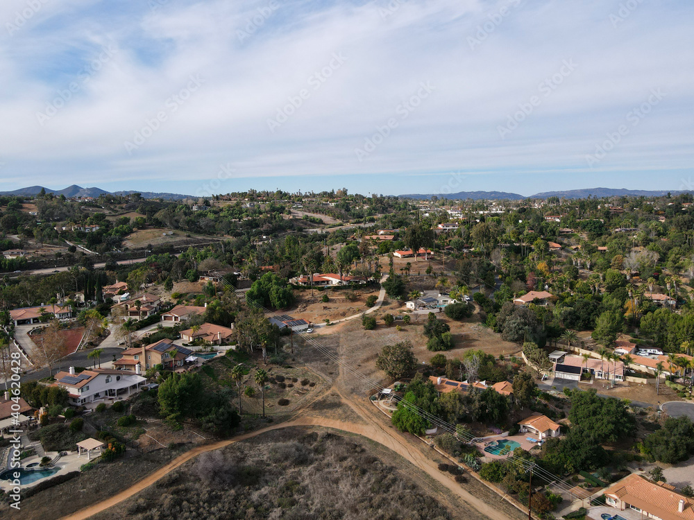 Aerial view of The East Canyon Area of Escondido, San Diego, California