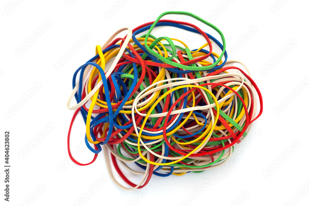 ball of rubber bands for money on white background ball of rubber bands for money on white background