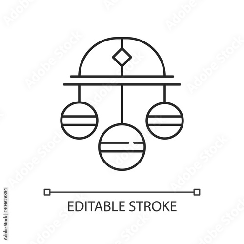 Pawn symbol linear icon. Three spheres suspended from bar. Monetary success symbol. Thin line customizable illustration. Contour symbol. Vector isolated outline drawing. Editable stroke