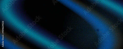 Dark blue black neon smooth wave digital abstract background 