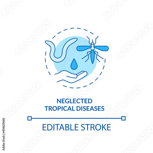 Neglected tropical diseases concept icon. Top international health programs. Harmful animals for body idea thin line illustration. Vector isolated outline RGB color drawing. Editable stroke