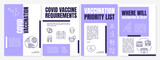 Covid vaccination brochure template. Children and adults immunization. Flyer, booklet, leaflet print, cover design with linear icons. Vector layouts for magazines, annual reports, advertising posters